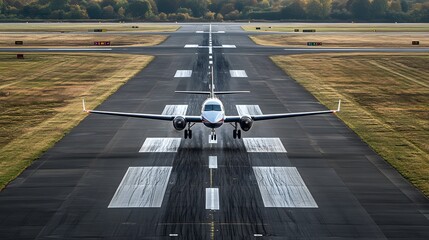 A pilot landing a commercial airplane on a runway
