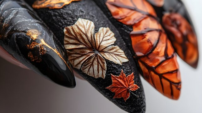 Nails featuring artistic designs inspired by nature flover