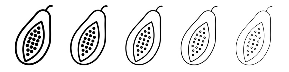 Papaya icon flat illustration set logo