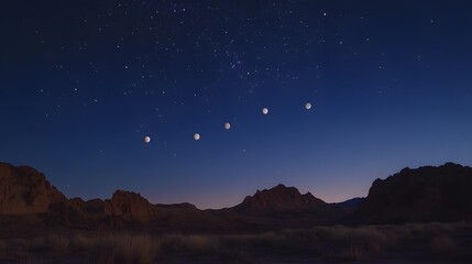 Planets aligning in a starry night asky