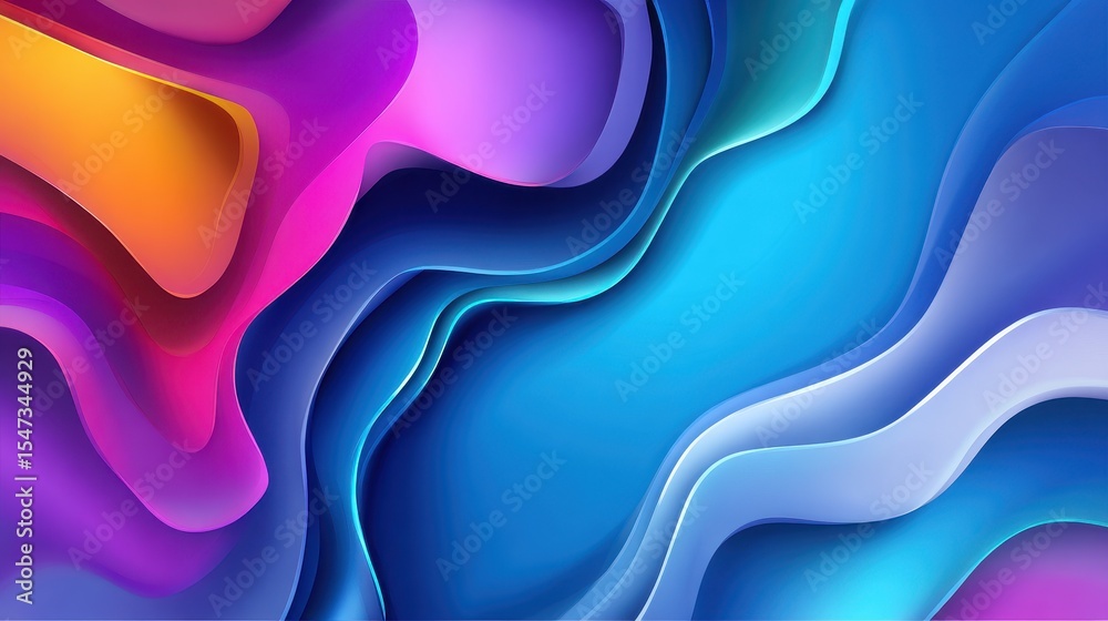 Poster vibrant abstract waves of color blending seamlessly, creating a dynamic visual experience
