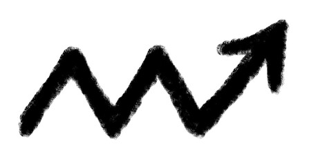 Fototapeta premium Hand drawn arrow vector icon. Arrow simple grunge design emphasis twist zigzag line, curve wave.