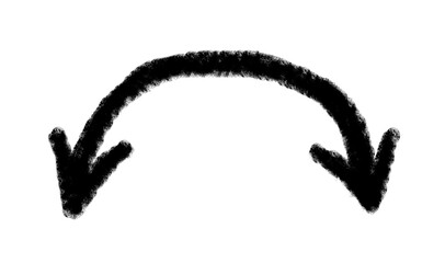 Hand drawn arrow vector icon. Arrow simple grunge design emphasis twist zigzag line, curve wave.