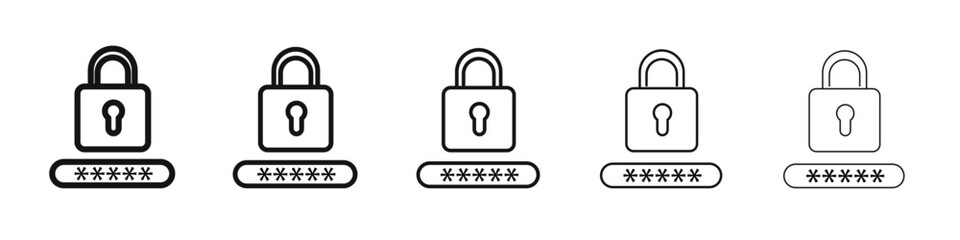 Password icon flat illustration set logo