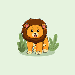 Lion illustration vector illustration icon in nature