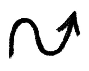 Hand drawn arrow vector icon. Arrow simple grunge design emphasis twist zigzag line, curve wave.