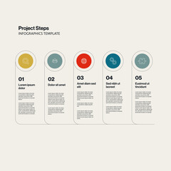 Timeline Infographic Template Horizontal 5 Menu Options with Icons. Editable eps10 Vector Illustration.