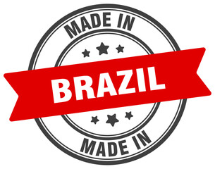 Fototapeta premium Made in Brazil round sign. Made in Brazil stamp.