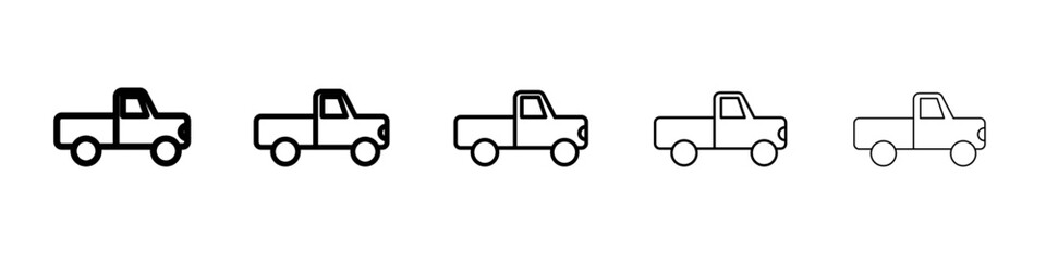 Pickup truck icon flat illustration set logo