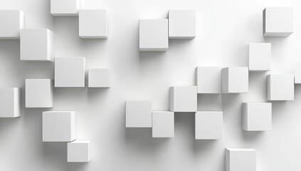 Abstract geometric pattern of many white cubes