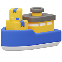 3D Cargo Ship Delivery Icon