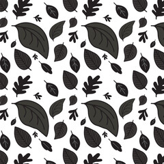 Seamless Summer Pattern Cartoon Grey Leaves