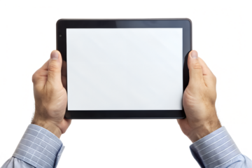 Male Hand Holding Digital Tablet On Transparent Background