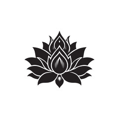 Obraz premium Black and White Minimalist Lotus Flower Illustration