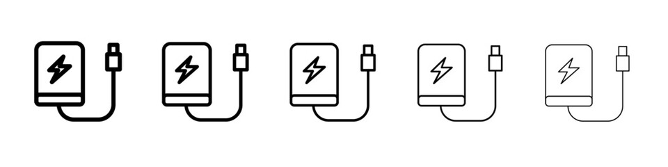 Power bank icon flat illustration set logo