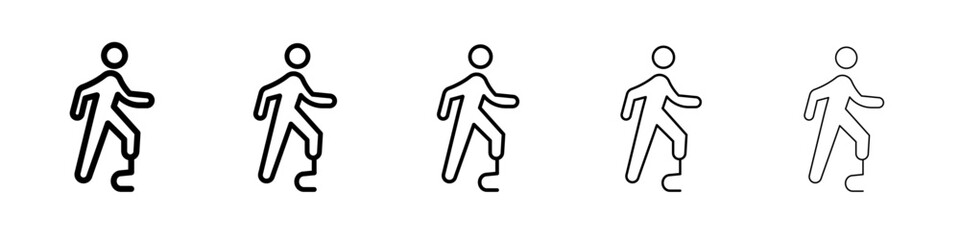 Prosthetic leg icon flat illustration set logo