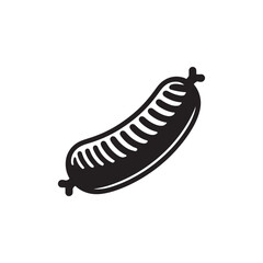 Minimalist Black and White Sausage Icon Illustration