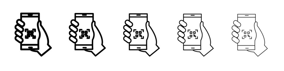QR code scanning icon flat illustration set logo