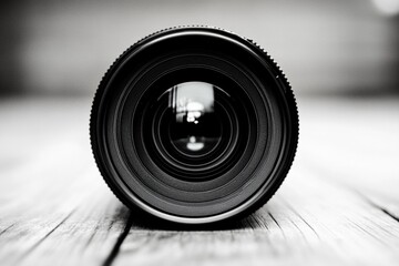 Monochrome Photography of Lens Reflection on a Black Background and white photo