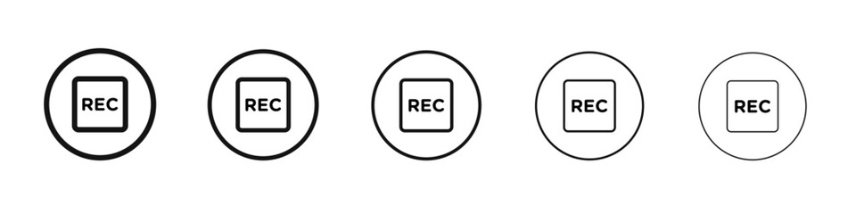 Record icon flat illustration set logo