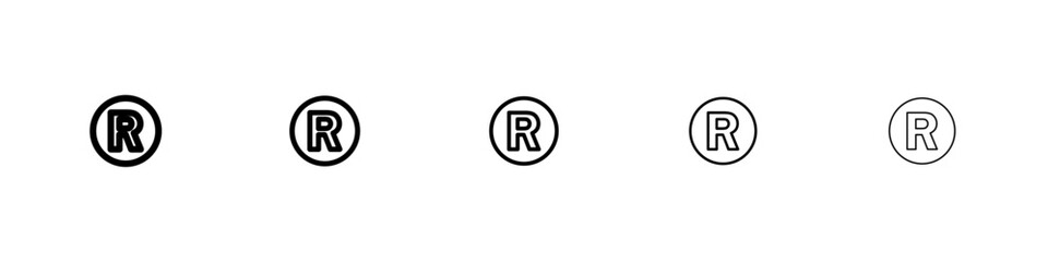 Registered trademark symbol flat illustration set logo