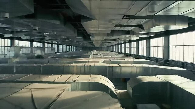 unique ceiling vents in a modern factory