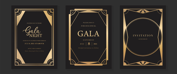 Obraz na płótnie Canvas Luxury wedding invitation card background vector. Golden elegant gold wavy lines on light background. Premium design illustration for wedding and vip cover template, banner, poster.