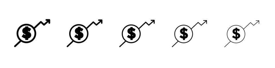 Rise price icon flat illustration set logo