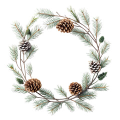 Obraz premium Elegant Pine Cone Wreath: Winter Holiday Decoration, Christmas Decor, Festive Wreath, Natural Elements, Circular Design
