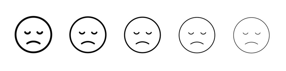 sad icon flat illustration set logo