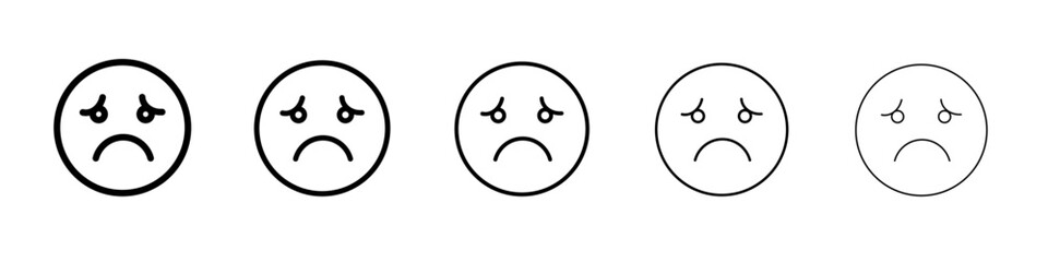 Obraz premium Sad, upset or lonely emoticon icon flat illustration set logo