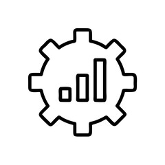 Obraz premium Minimal Line Art Gear with Bar Chart Icon for Analytics and Optimization