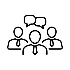 Minimal Line Art Business Team Discussion Icon with Speech Bubbles