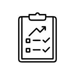 Checklist Progress Report Icon – Minimal Line Clipboard with Growth Chart