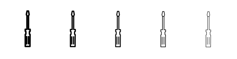 Screwdriver icon flat illustration set logo