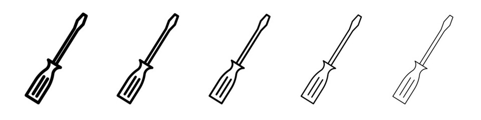 Screwdriver icon flat illustration set logo