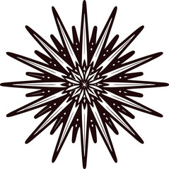 Obraz premium Intricate symmetrical black starburst pattern with sharp pointed rays radiating from central abstract design