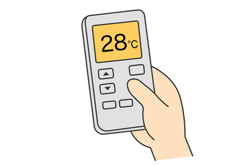Obraz premium Air Conditioner Remote Control Set to 28°C