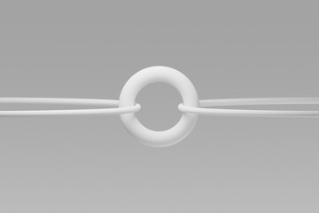3D rendering of a minimalist abstract design with intertwined elements symbolizing connection and stability