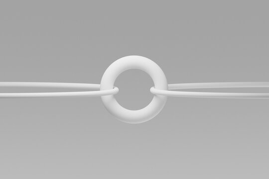 3D rendering of a minimalist abstract design with intertwined elements symbolizing connection and stability