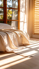 Soft Morning Light Casts Gentle Shadows on a Cozy Bedroom With Warm Decor and Serene Atmosphere