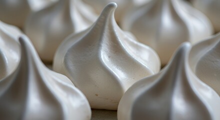 Delicate Meringue Kisses: A Close-Up of Creamy, Baked Perfection