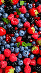 Fresh Assortment of Berries Displayed Together in a Vibrant Mix Highlighting Their Natural Colors and Textures