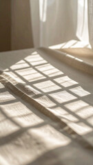 Natural Sunlight Creates Beautiful Patterns on a Linen Fabric Near a Window During the Afternoon in a Cozy Room