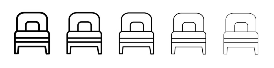 Obraz premium Single bed icon flat illustration set logo