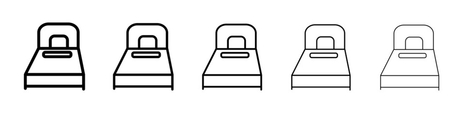 Single bed icon flat illustration set logo