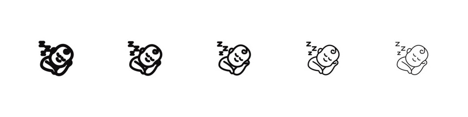 Sleeping baby icon flat illustration set logo