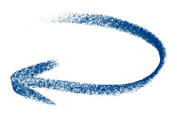 Blue arrow symbol colored pencil isolated on transparent background