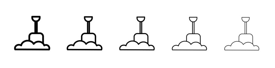 Snow and shovel icon flat illustration set logo