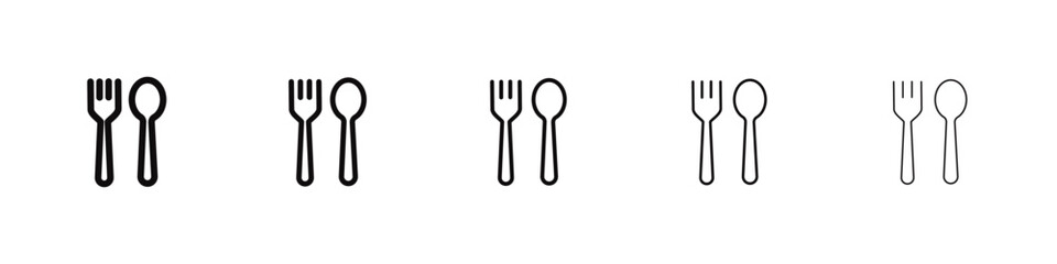 Spoon and fork icon flat illustration set logo